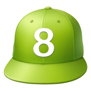 light lime cap with number “8” on it sticker