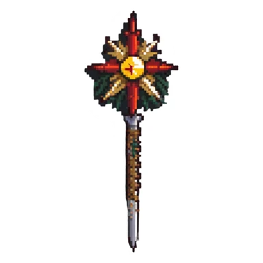 Medieval morning star weapon with red and gold spikes sticker