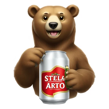 Bear drinking Stella Artois beer sticker
