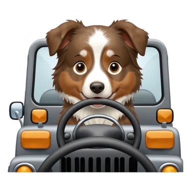 Australian Shepherd driving a gray jeep sticker