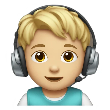 baby boy with headset sticker