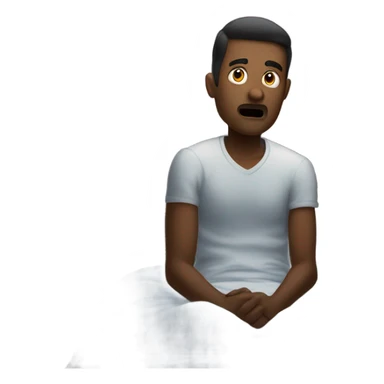 Man seeing a dark figure with his nightstand reading 12:30 am midnight sticker