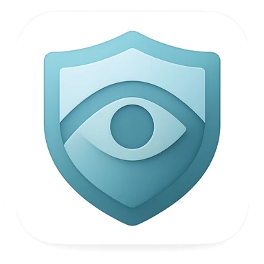 Minimal, modern logo for 'Early Risk' app: geometric, clean, macOS-style icon with soft gradients and subtle shadows. No text, no checkmarks or arrows. Evoke proactive, reassuring, high-quality feel. Use calm, trust-inspiring colors (blues, teals, soft grays). Design suggests early detection, insight, and protection with abstract shield, eye, or layered forms but not generic. Flat or lightly 3D, balanced, crisp, suitable for favicon and large branding. Transparent background. sticker