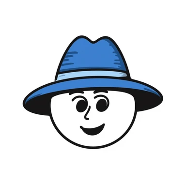 emoji head in blue panama hat sticker