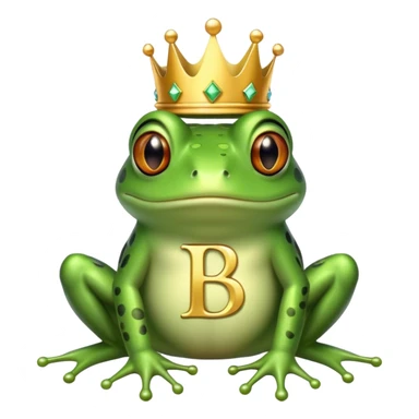 Frog with gold crown and letter b in it sticker