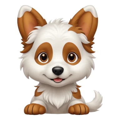 White dog with brown eyes and some long body and white ears with brown spots curved on the sides sticker