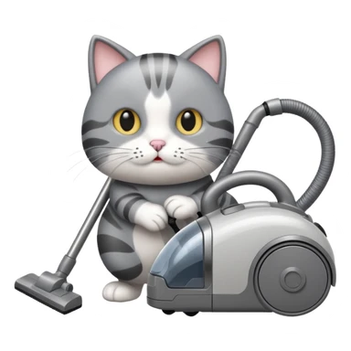 cat pushing vacuum cleaner sticker