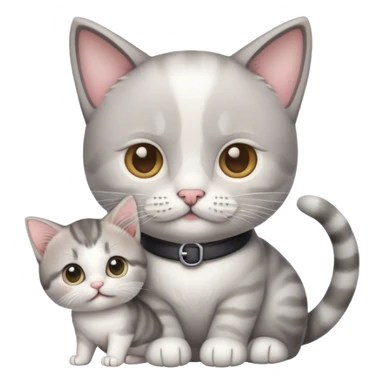 cool emoji with a handlebar mustache holding a gray and white kitten sticker