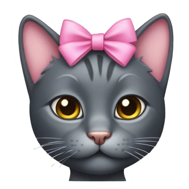 Dark gray cat with pink bow on ear sticker