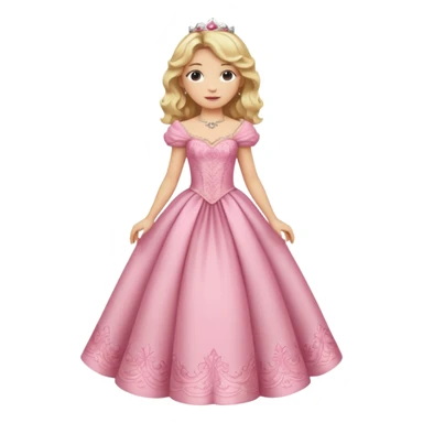 blond wavy beautiful princess full body in pink dress dress elegant sticker
