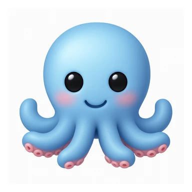 Make an octopus emoji exactly like the reference image, in iOS emoji style. Same shape, color, and details, smooth and shiny. Add a slight blush to the cheeks. sticker