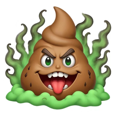 Evil poop with green smoke and flies and razor sharp teeth sticker