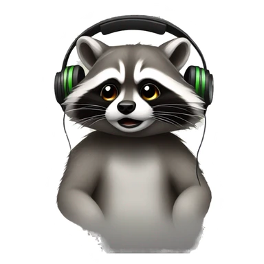 racoon with headphones sticker