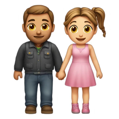 Man loves woman with pigtails, heart between them sticker