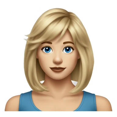 Medium length Dirty blonde voluminous hair with bangs and sides swept away from face girl with blue eyes  sticker