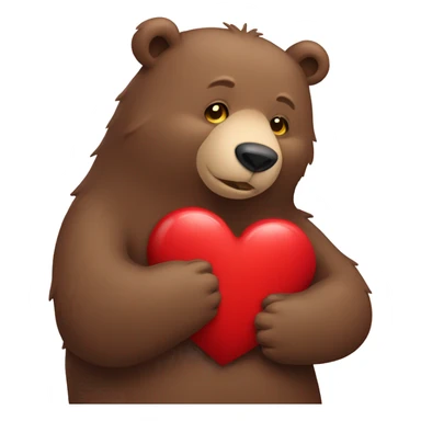 Bear hugging heart sticker