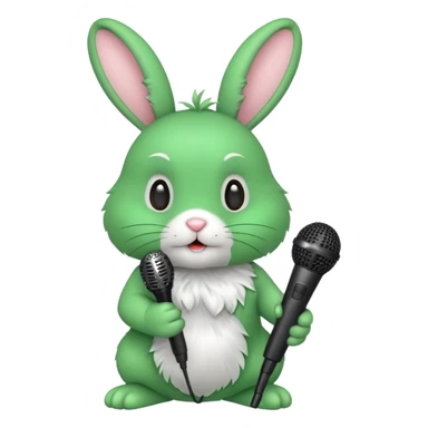 green rabbit with microphone sticker