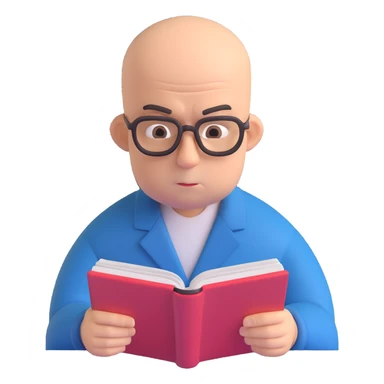 Angry bald man reading sticker