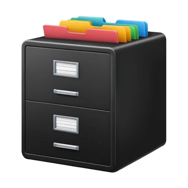 black filing cabinet with colorful folders sticker