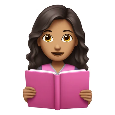 dark brunette hair woman studying pink notebook  sticker