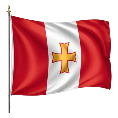 Apple iOS emoji style, drapeau savoyard, carré aux coins arrondis, fond rouge vif légèrement dégradé, croix blanche épaisse parfaitement centrée, rendu lisse et propre, léger effet glossy iOS, contraste élevé, design minimaliste, lisible en petite taille, fond transparent, haute résolution. sticker