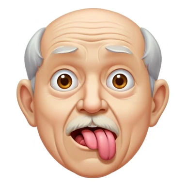 Old man sticking his tongue with his eyes up  sticker