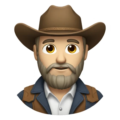 White skinned cowboy with a beard studying sticker
