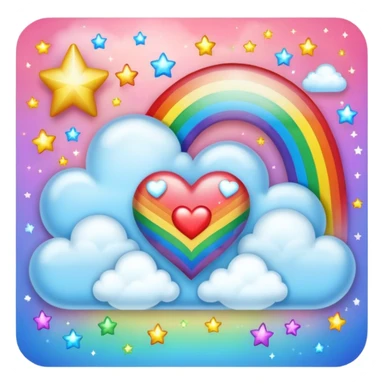 heart magic sparkles cloud rainbow heart sticker