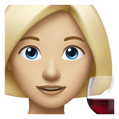 A blonde woman with blue eyes holding up a wine glass to make a toast sticker