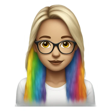 girl in glasses rainbow portrait white sticker