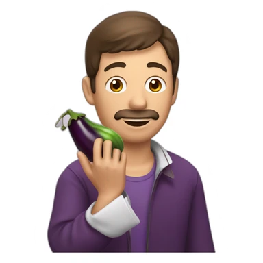 Un homme qui mange une aubergine sticker