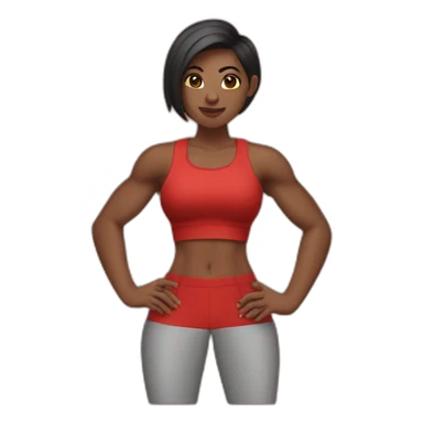fit girl with abs biceps and red undercut sticker