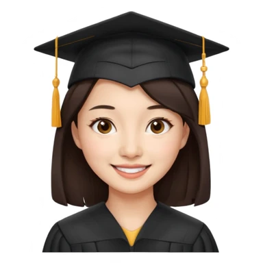 带着学士帽的，深棕色头发，黄种偏白皮肤的，高鼻梁，不戴眼镜的女博士生 sticker