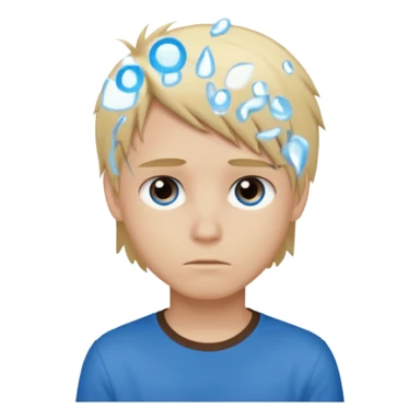 boy with blonde hair emo, shirt color brown, and color eyes blue sticker