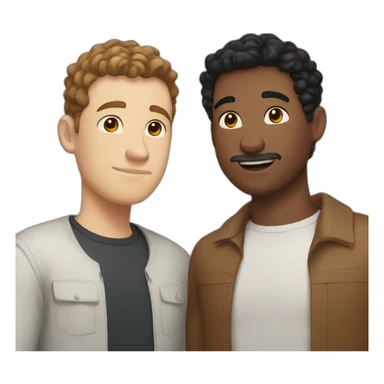 gay couple, one white man with black short hair and one white man with brown slightly curly hair sticker