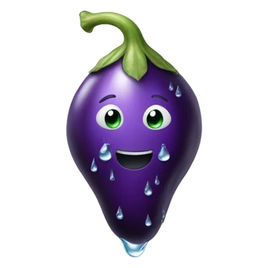eggplant with water drops sticker
