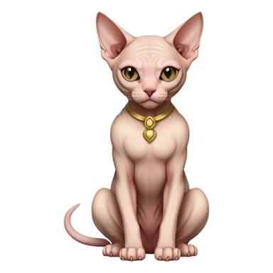Sphynx cat full body sitting with a mask sticker