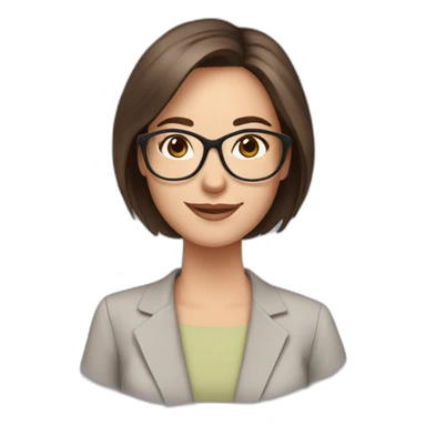 A beautiful teacher with straight brown hair and pastel-colored glasses sticker