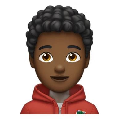 Black boy using lacoste hoodie sticker