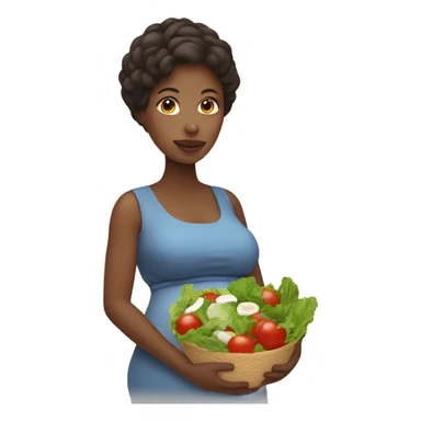 pregnant woman with salad sticker