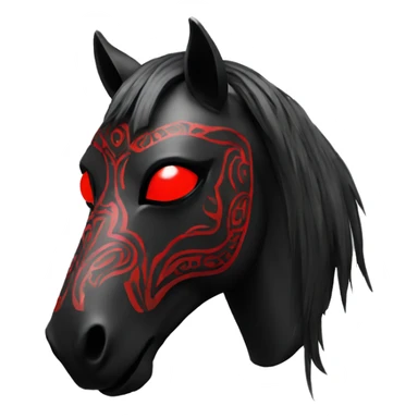 Horse mask black with red eyes and tribal style sticker