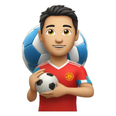 Soccer's player from kyrgyzstan holds the world world cup sticker