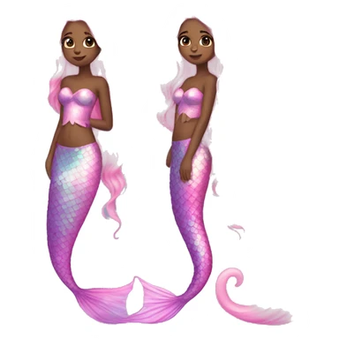 Iridescent mermaid long hair pink full body sticker