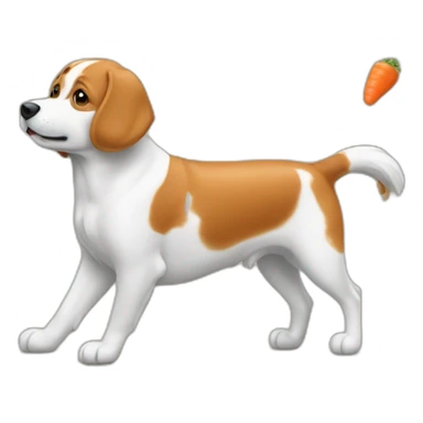 Chat sur un chien qui mange des carottes  sticker