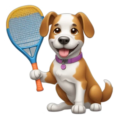 dog playing padel sticker