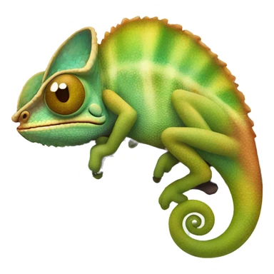 sleepy chameleon with one eye open sticker