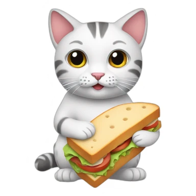 cat holding a sandwich sticker