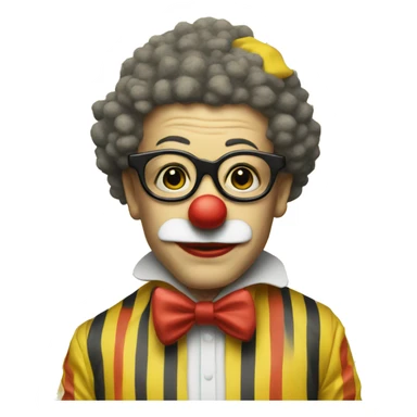 a clown with glasses yellow and stripe yellow sticker
