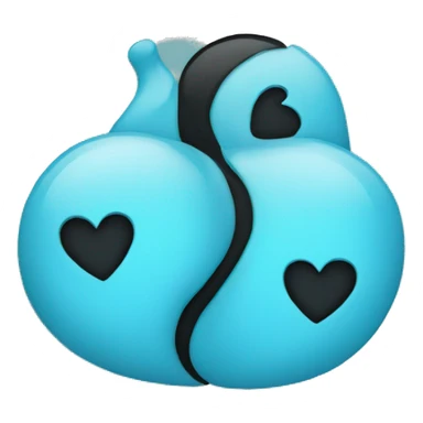 Half black and baby blue heart sticker