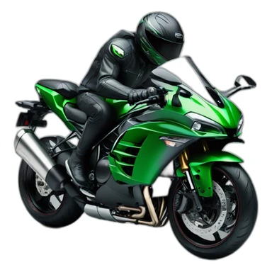 Man on Kawasaki ninja H2 full black with cigareon his hand sticker
